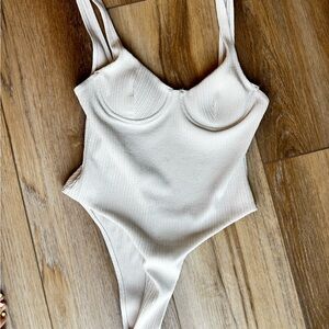 Cream Ribbed Bodysuit